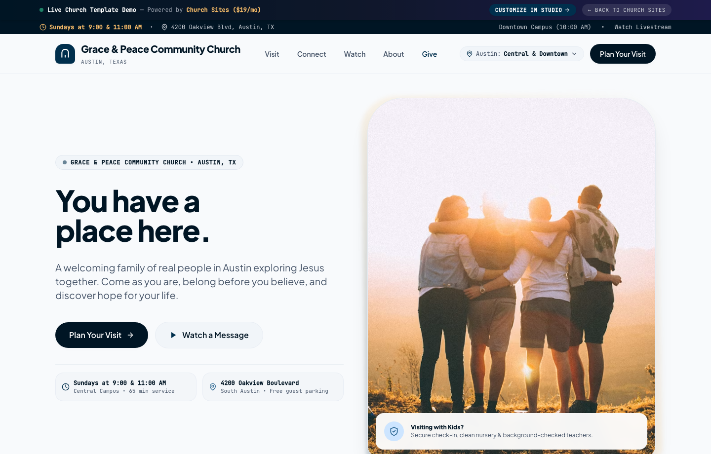 Grace & Peace Template — The Digital Front Door for Sunday Guests