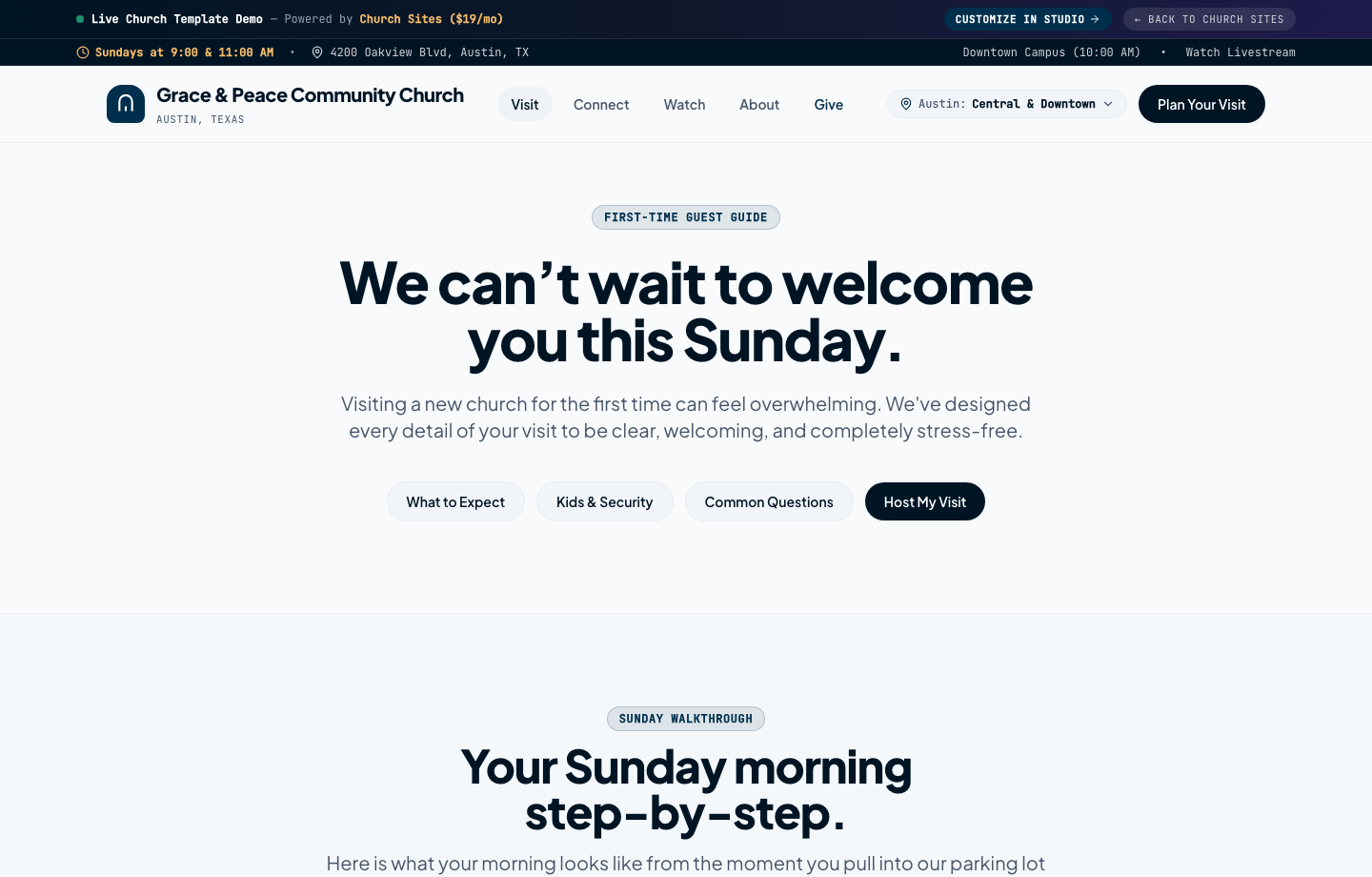 Plan Your Visit anxiety-relief page demo